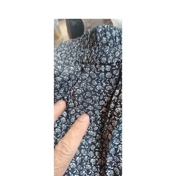 The Vermont Country Store Vintage Floral Midi Skirt Medium Navy Blue Cottagecore - Picture 8 of 8